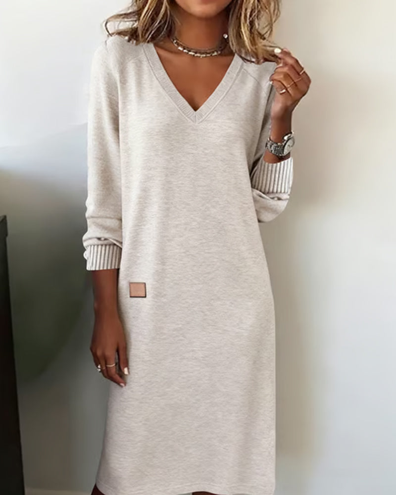Janay™ | Soft Knit V-Neck Dress