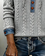 Sophie™ | Knit Hoodie with Denim Contrast