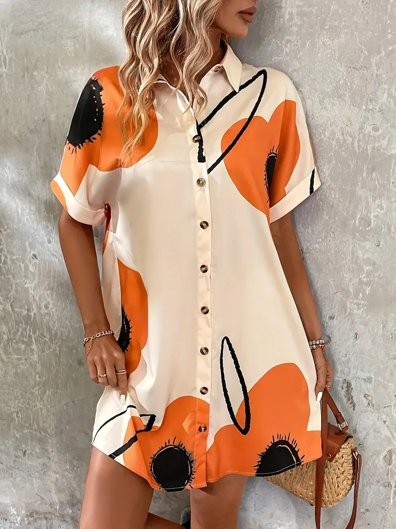 Elle | Floral summer shirt dress