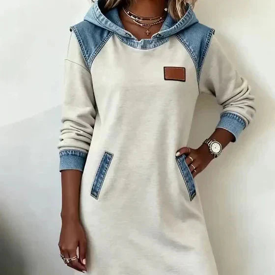 Charlotte™ | Cozy Contrast Hooded Dress