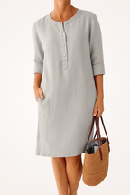 Elle | Linen dress with long sleeves