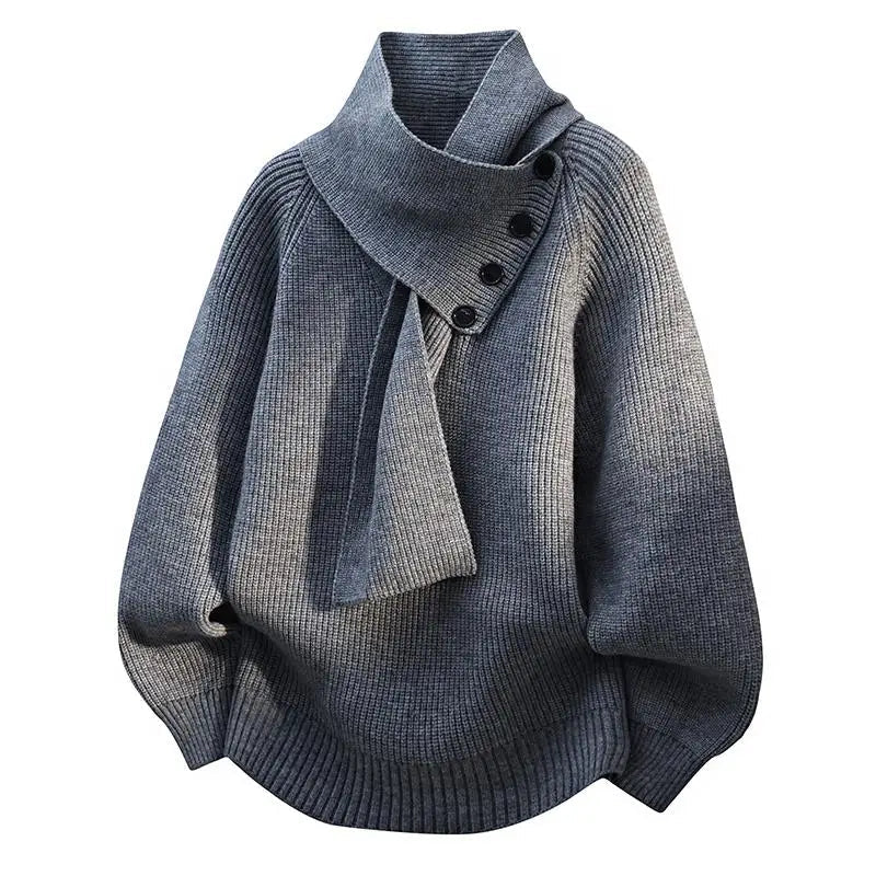 Maribel™ | Buttoned Scarf-Neck Sweater