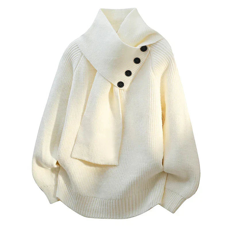 Maribel™ | Buttoned Scarf-Neck Sweater
