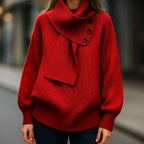 Maribel™ | Buttoned Scarf-Neck Sweater