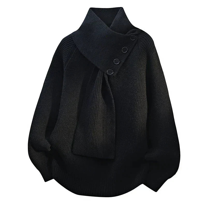 Maribel™ | Buttoned Scarf-Neck Sweater