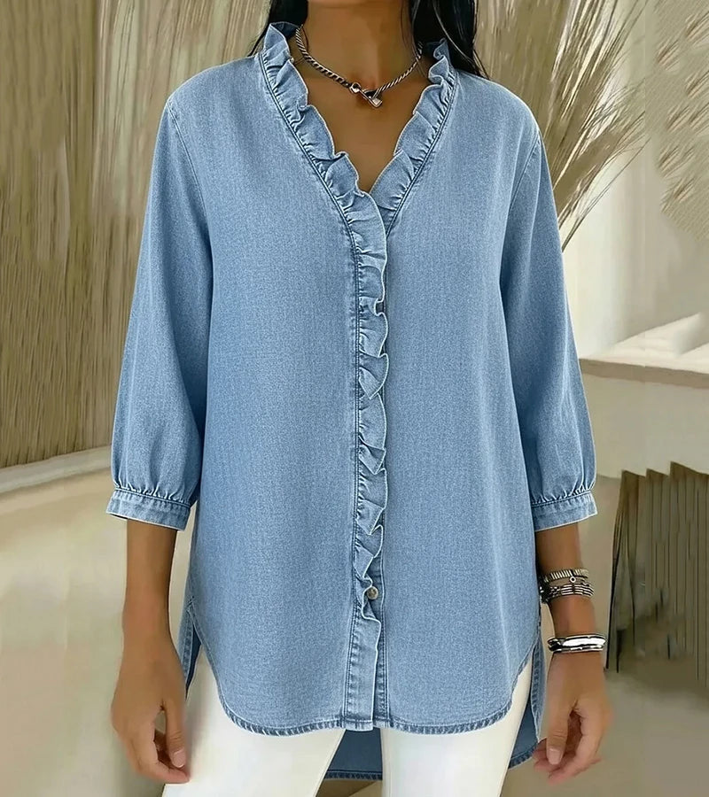Abigail™ Elegant Denim Blouse