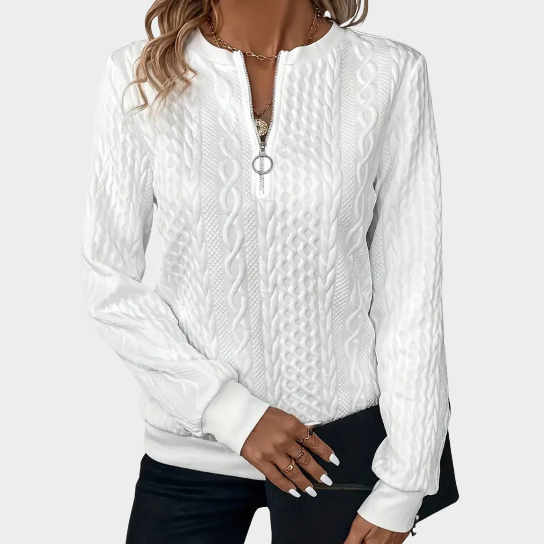 Karen™ | Classic Cable Zip Sweater