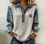 Rosy™ | Stylish Denim Collar Sweater