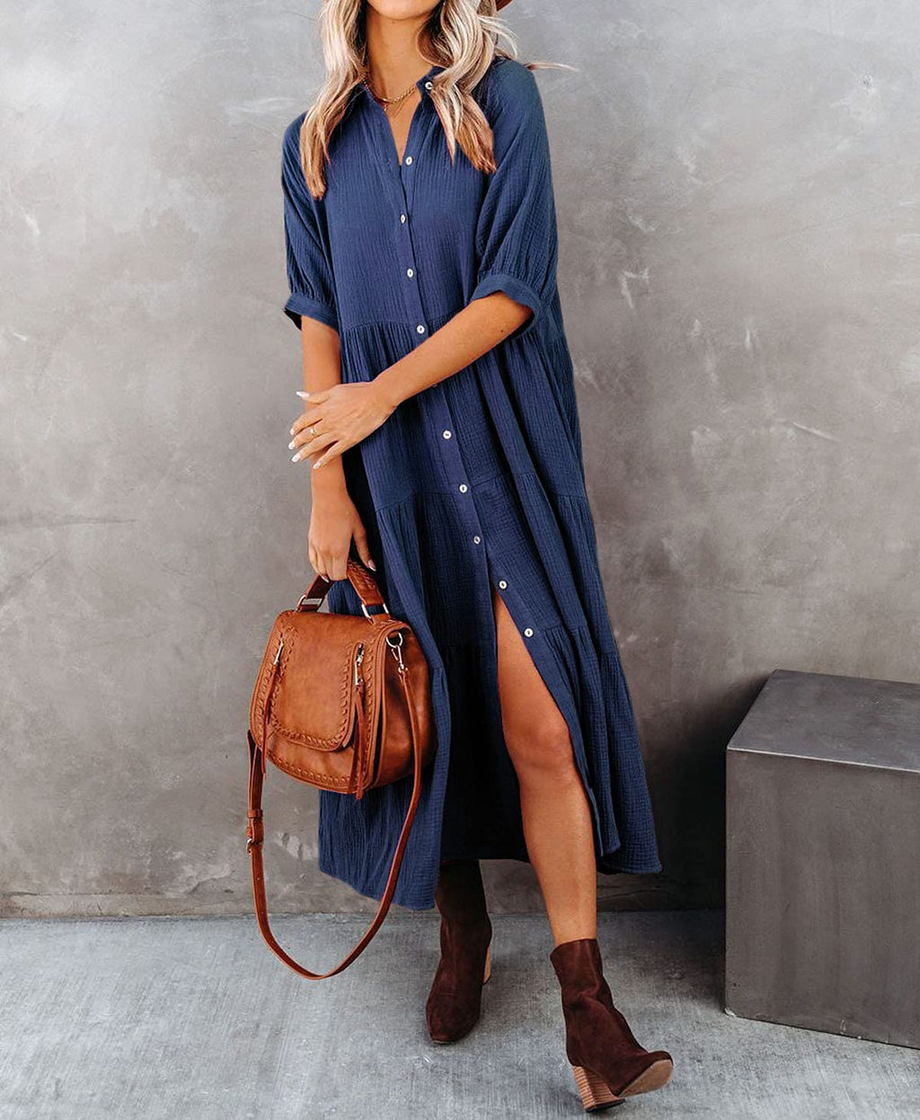 Elle | Luxurious shirt dress with ruffles