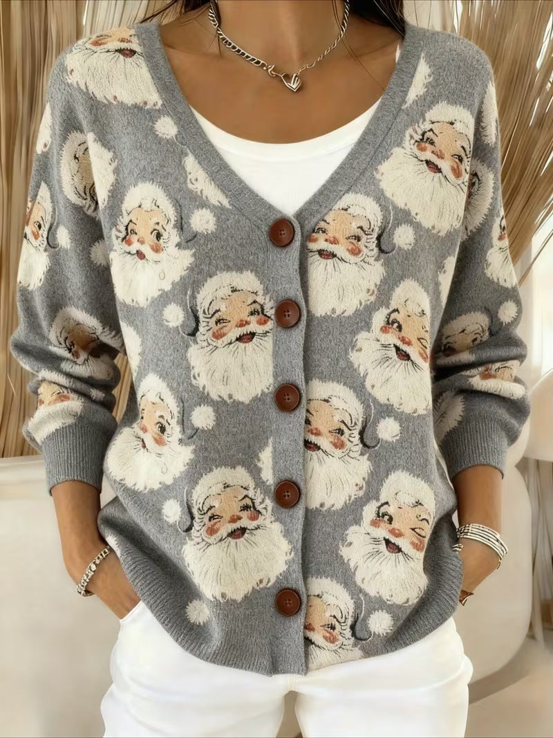 SANTA™ | Jolly Santa Face Cardigan