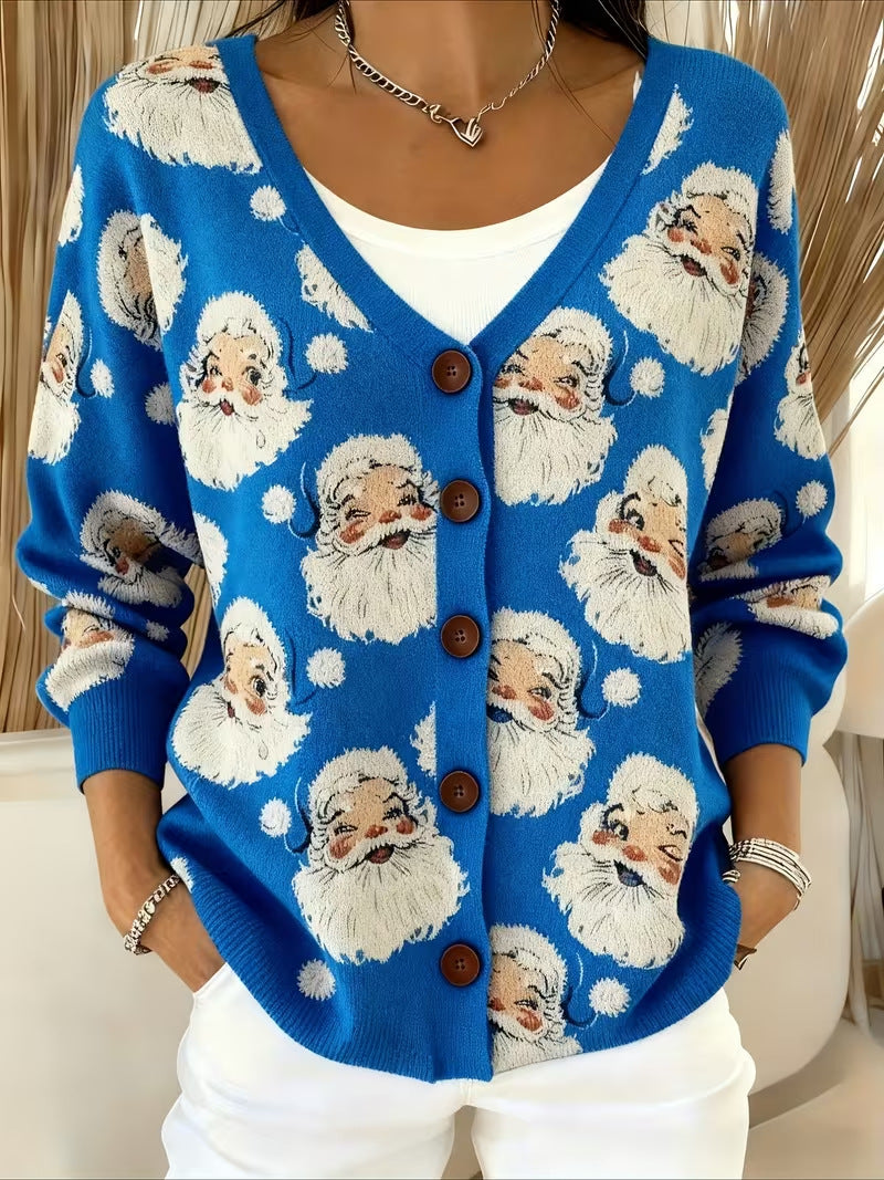 SANTA™ | Jolly Santa Face Cardigan