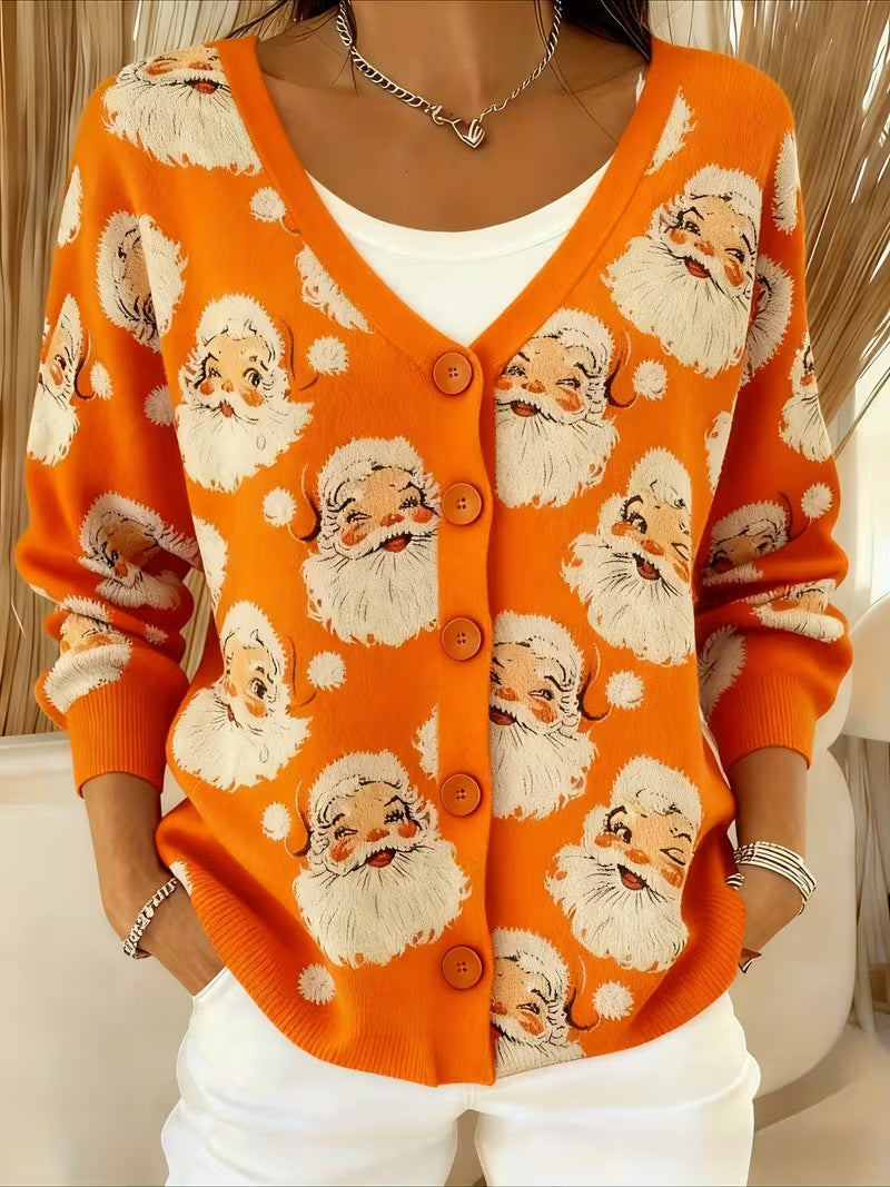 SANTA™ | Jolly Santa Face Cardigan