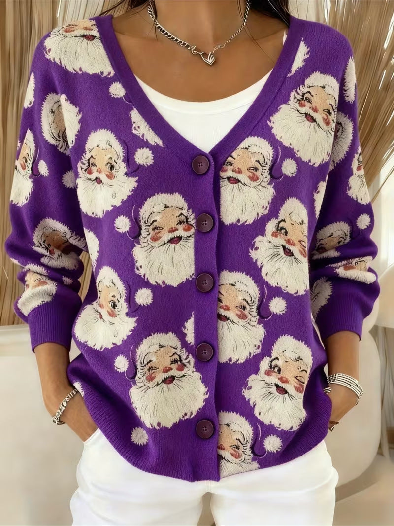 SANTA™ | Jolly Santa Face Cardigan