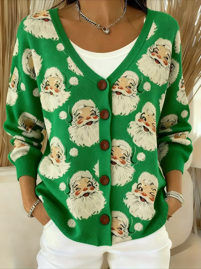 SANTA™ | Jolly Santa Face Cardigan