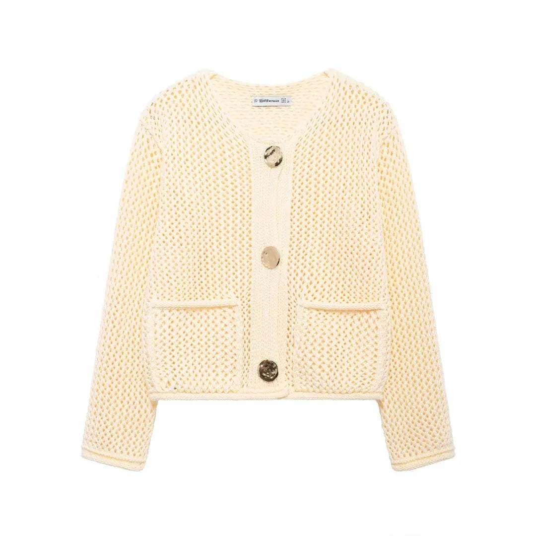 ROXY™ | Gold-Button Knitted Cardigan