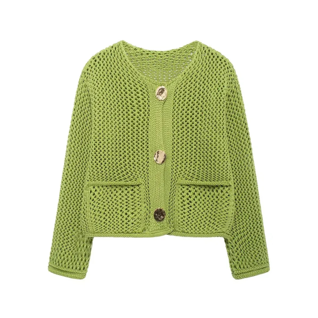 ROXY™ | Gold-Button Knitted Cardigan