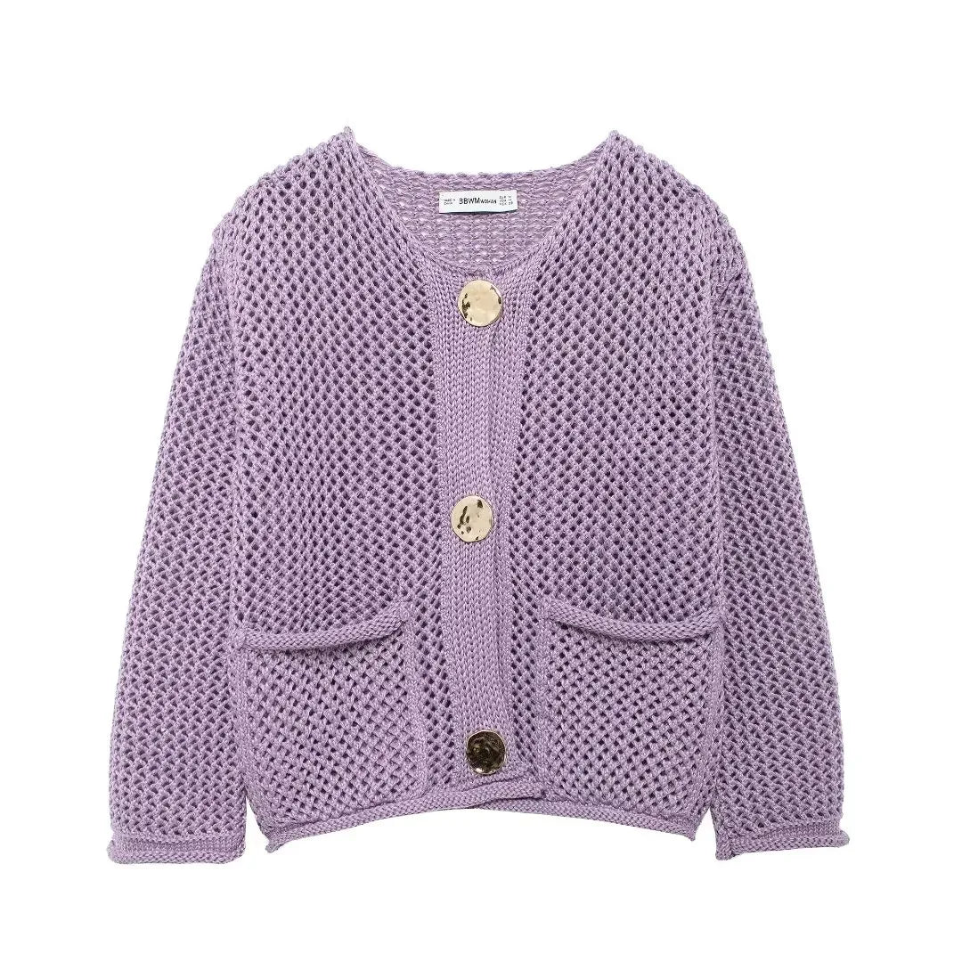 ROXY™ | Gold-Button Knitted Cardigan
