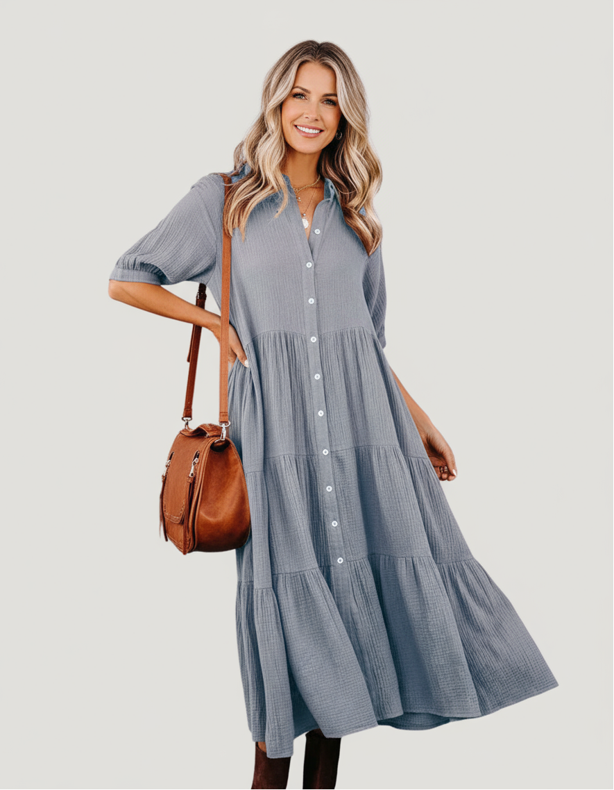 Elle | Luxurious shirt dress with ruffles