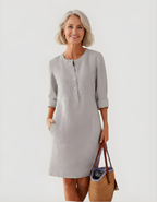 Elle | Linen dress with long sleeves
