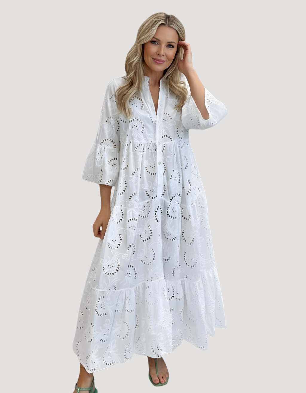 Elle | Lace detail shirt dress