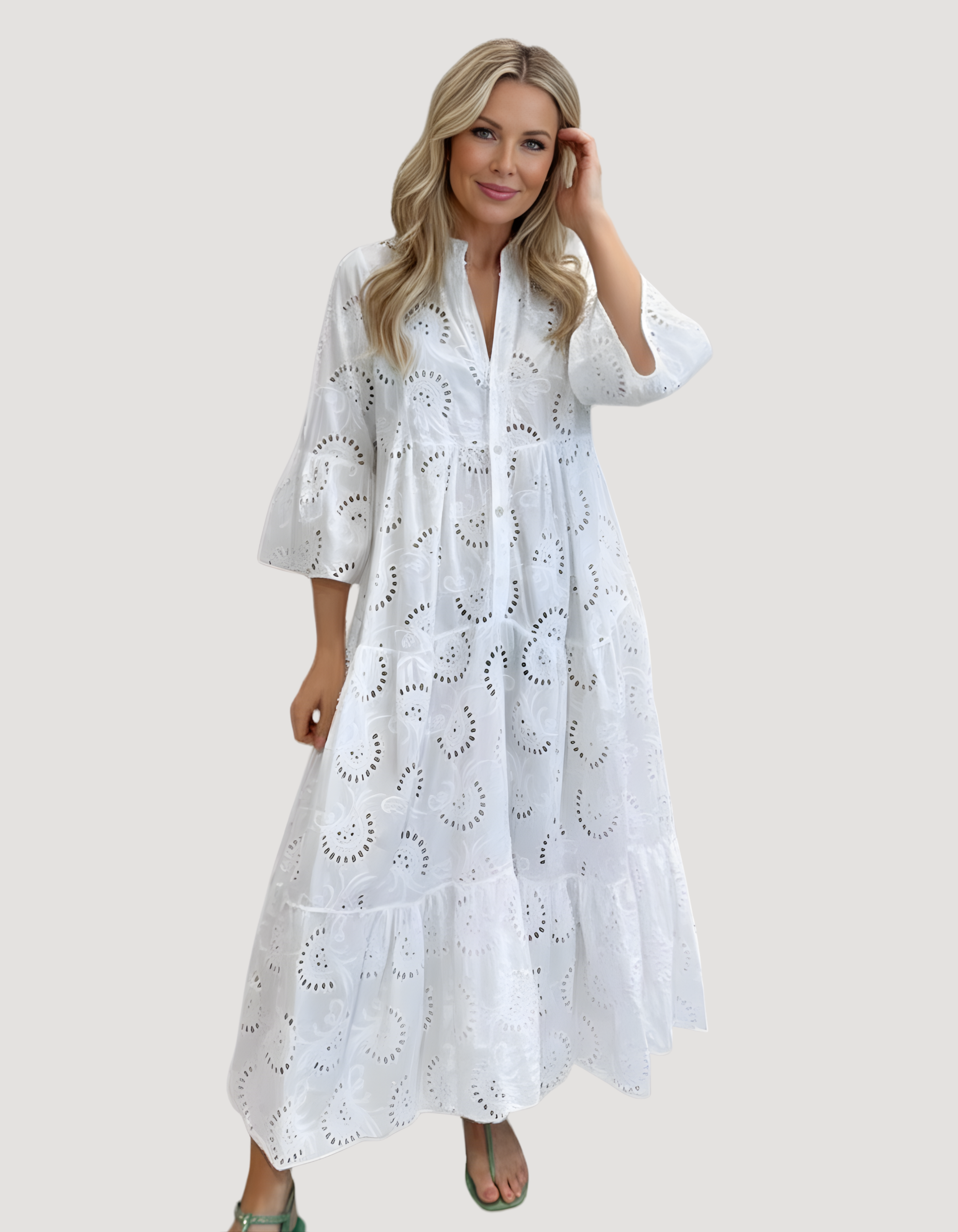 Elle | Lace detail shirt dress