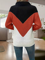 Aveline™ | Warm Color-Block Zip Knit Sweater