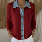 Lucia™ |  Knit Denim Collar Sweater