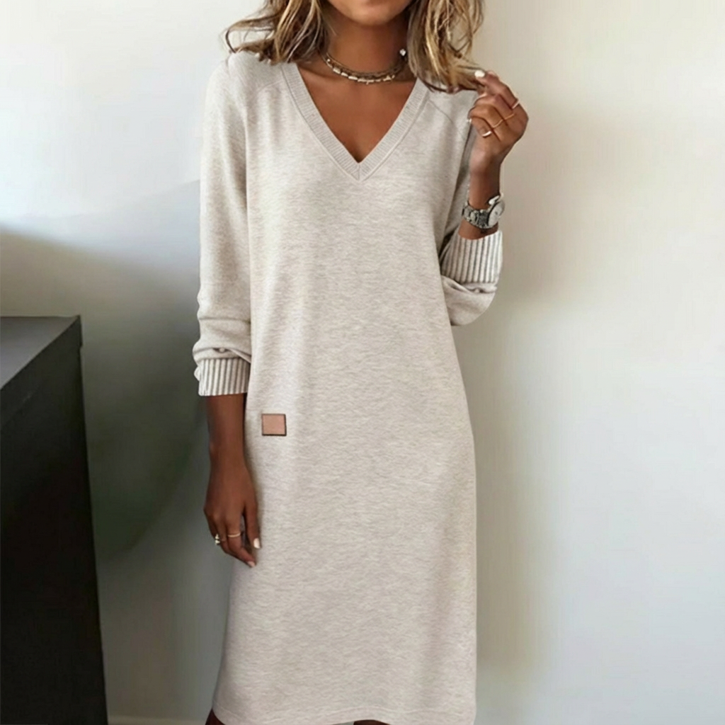 Janay™ | Soft Knit V-Neck Dress