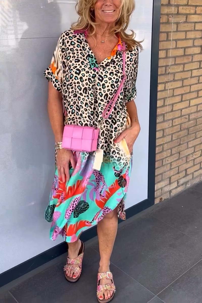 Elle | Leopard print dress with V-neckline
