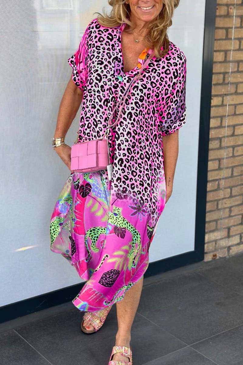 Elle | Leopard print dress with V-neckline