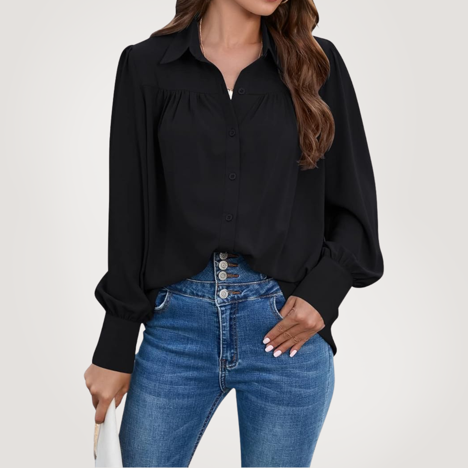Elle | Elegant lantern sleeve shirt