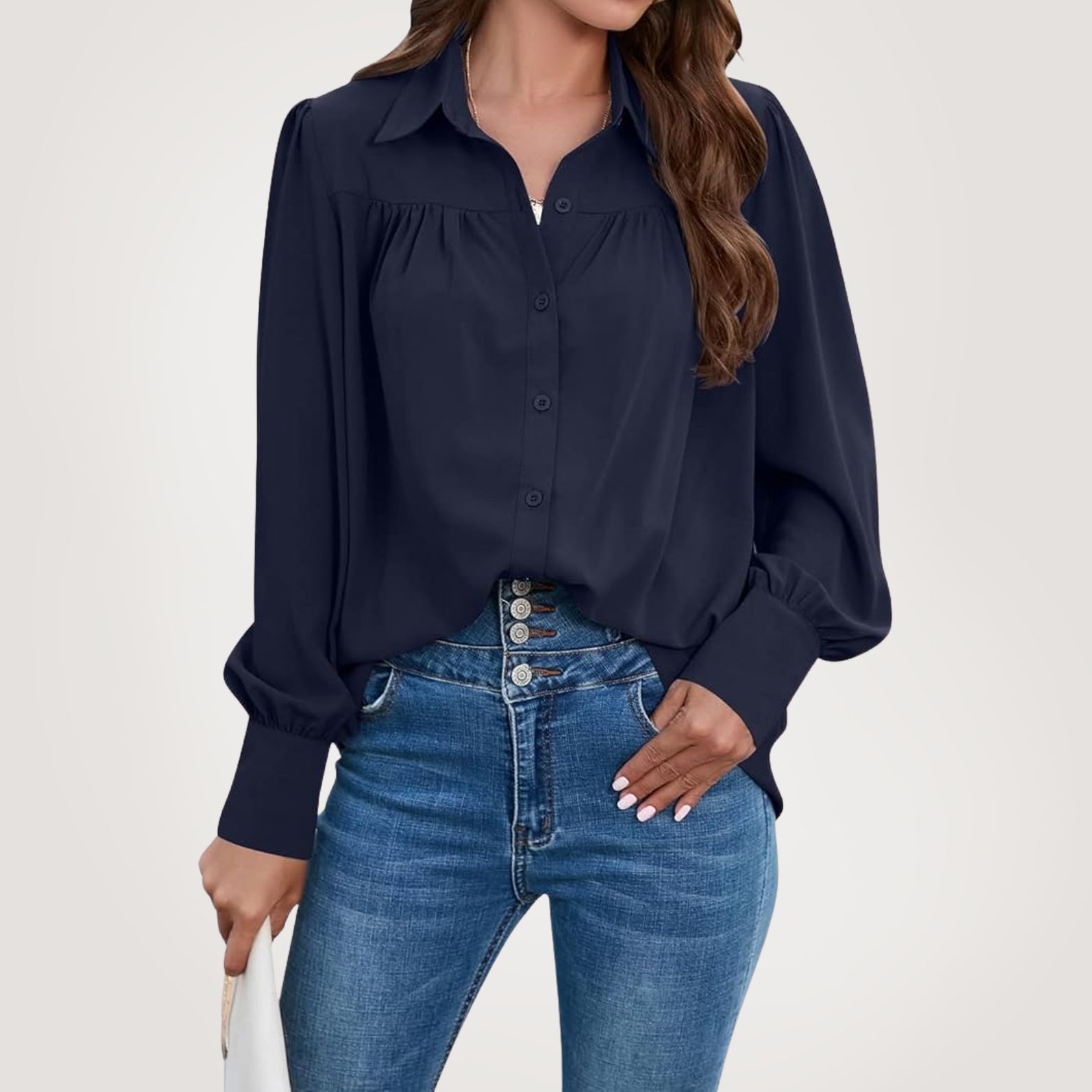 Elle | Elegant lantern sleeve shirt