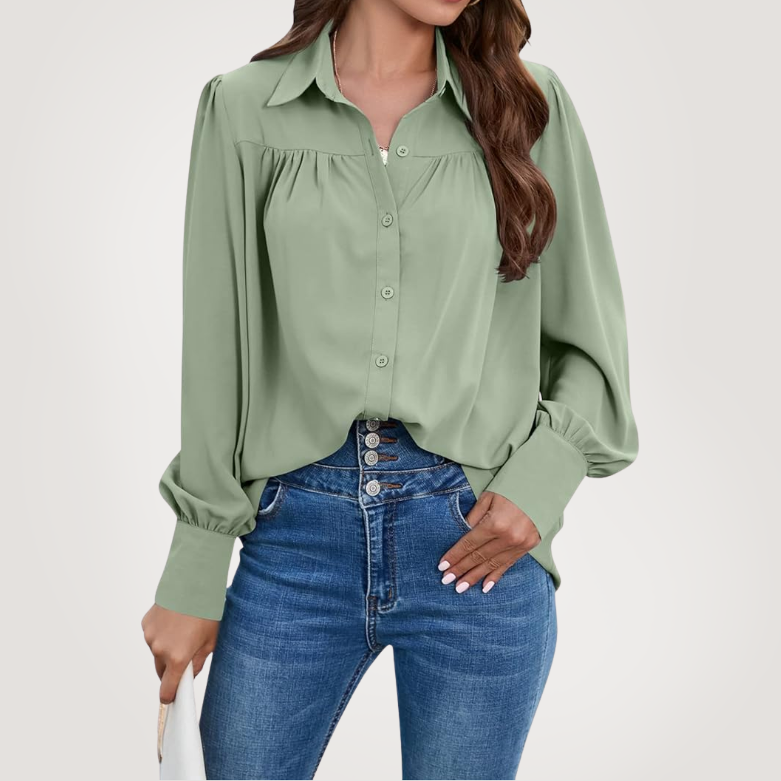 Elle | Elegant lantern sleeve shirt