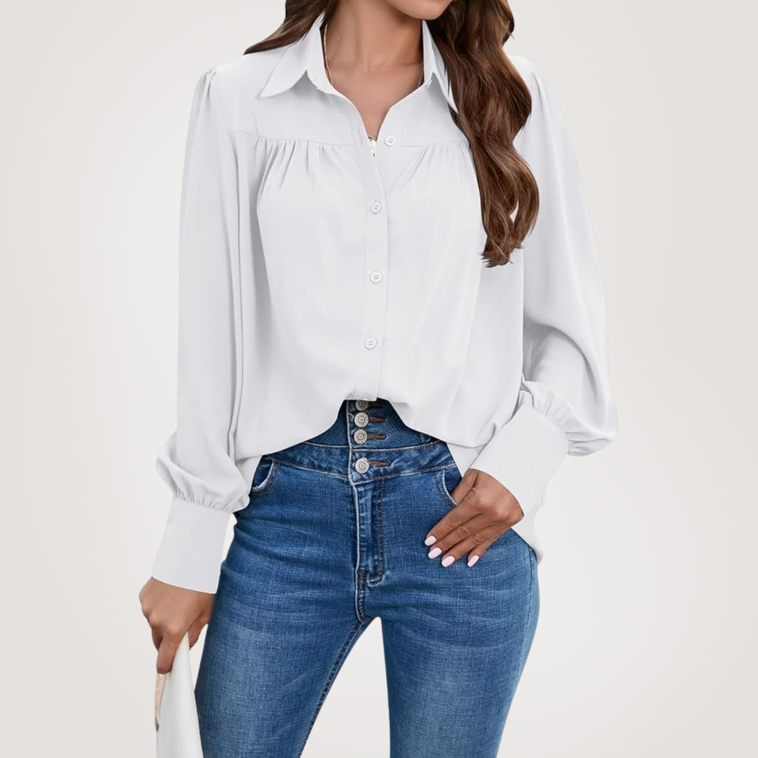 Elle | Elegant lantern sleeve shirt