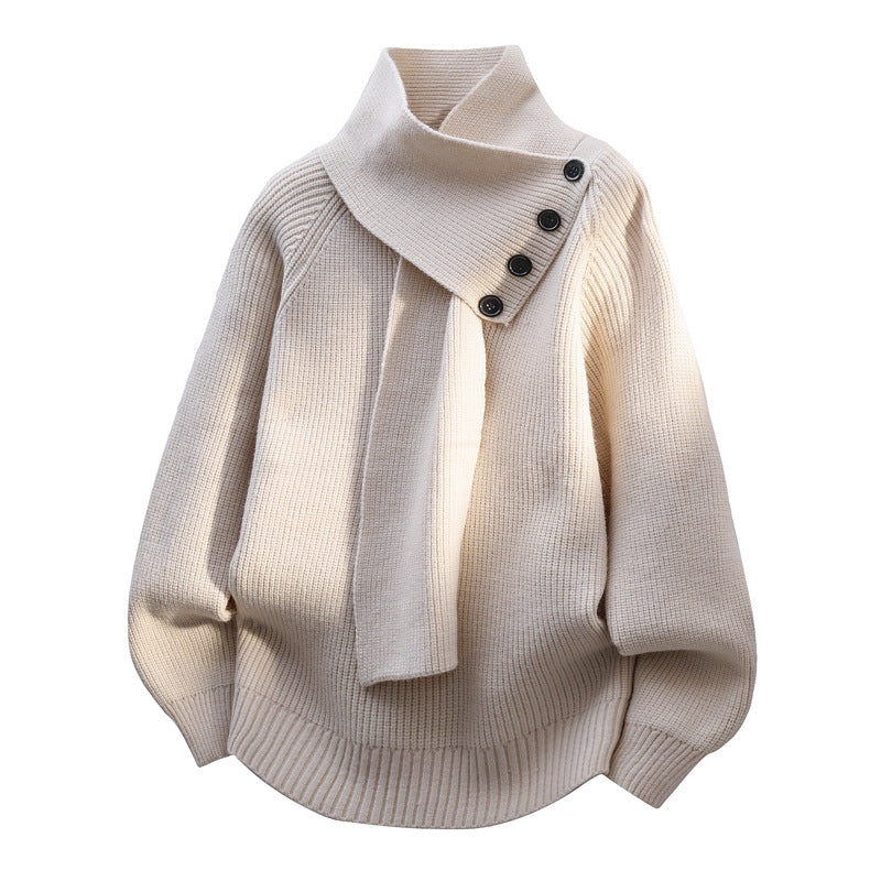 Maribel™ | Buttoned Scarf-Neck Sweater