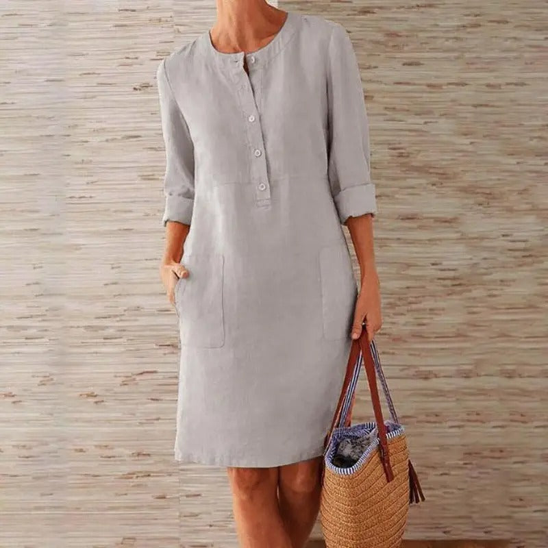 Elle | Linen dress with long sleeves