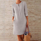 Elle | Linen dress with long sleeves